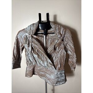 Womens Top Blouse Essentials by Milano Sheen Cropped Classy Medium New